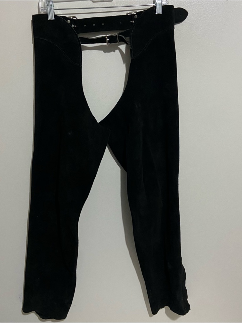 Whitman Chaps Medium Schooling Buckle Back Show Suede Leather Black Riding USA - Picture 2 of 16